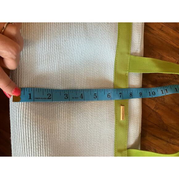 ERIC JAVITS Tote Bag Powder Blue Lime Green SPRING SUMMER PASTEL BOW - Picture 9 of 9